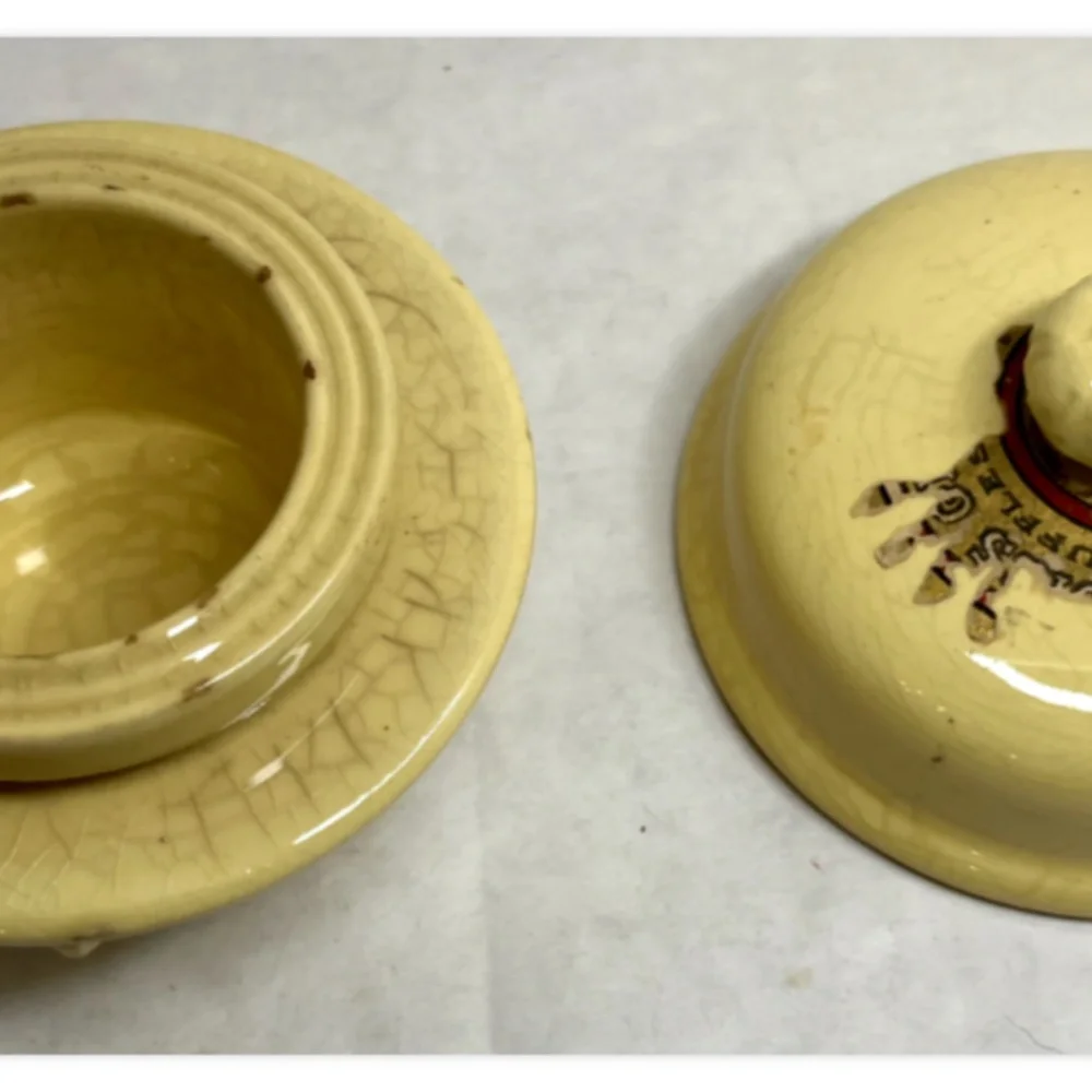 VTG French FoieGras Provence Yellow Sarreguemines Pottery/Terrine Dish LionHead